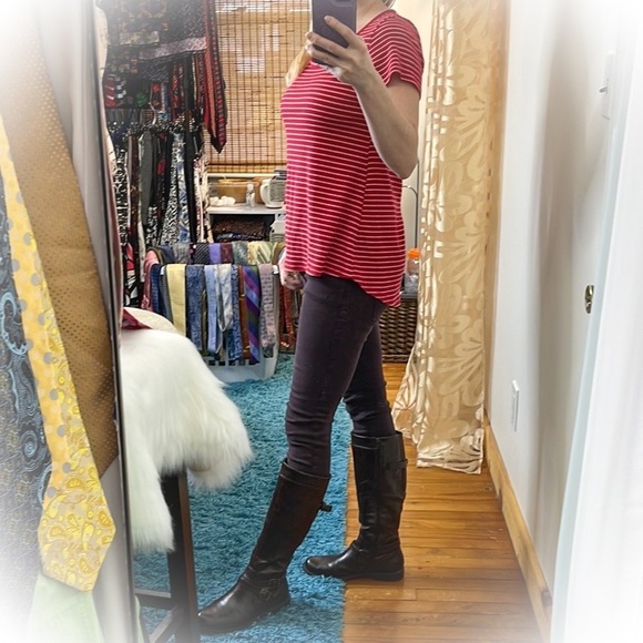 💕Lularoe Red & White Striped Ribbed Perfect Tee💕 - Picture 7 of 9